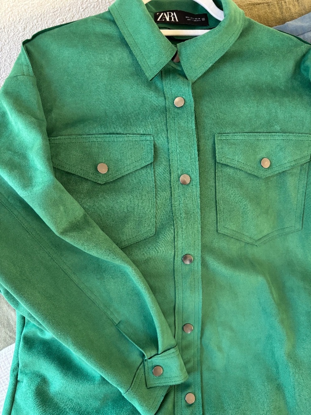 Zara faux suede kelly green shacket